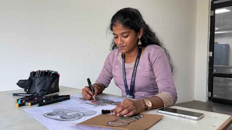 visual arts student drawing