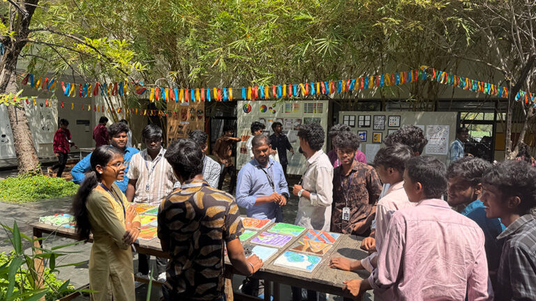 Prospective students exploring design projects and creative exhibits during the Open House at CARE School of Design