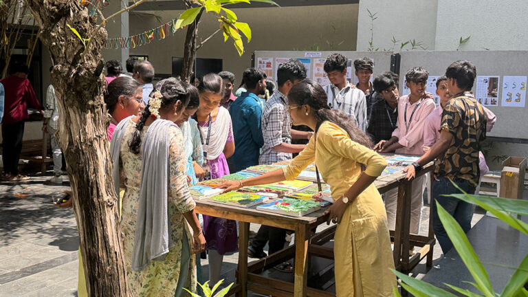 Prospective students exploring design projects and creative exhibits during the Open House at CARE School of Design