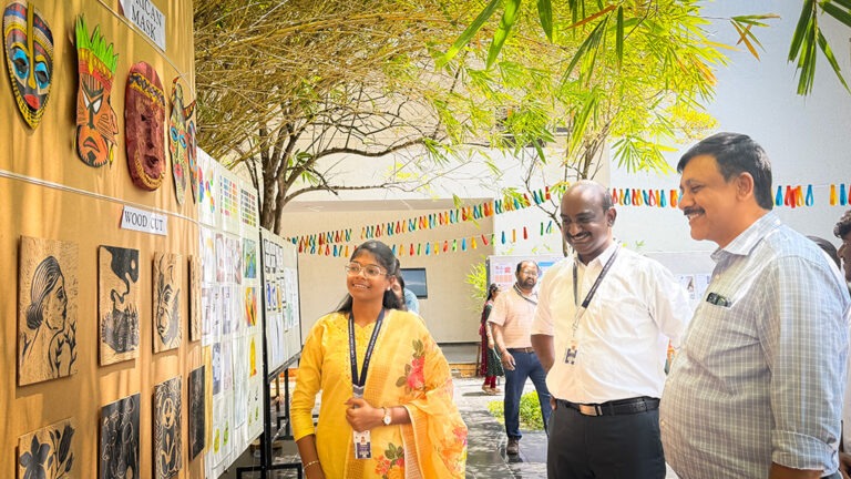 Prospective students exploring design projects and creative exhibits during the Open House at CARE School of Design