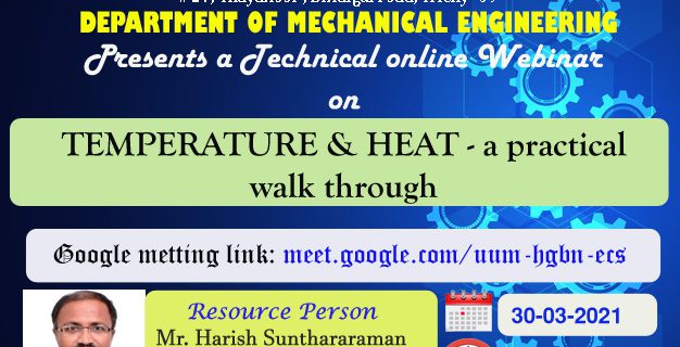 12th Webinar on “ Temperature & Heat- a practical walk through”