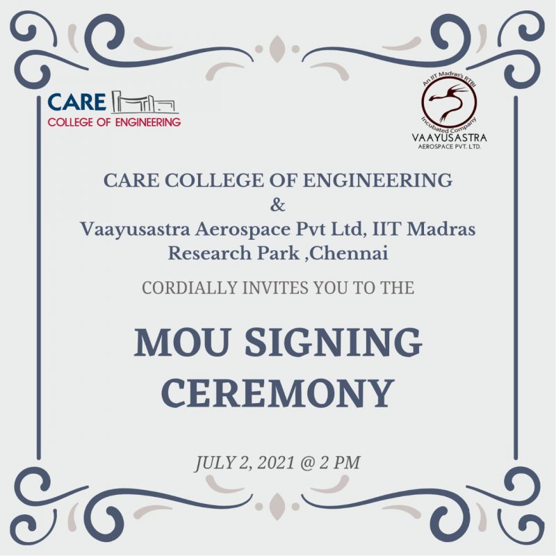 MoU with Vaayusastra Aerospace Private Limited - CARE College of Engineering