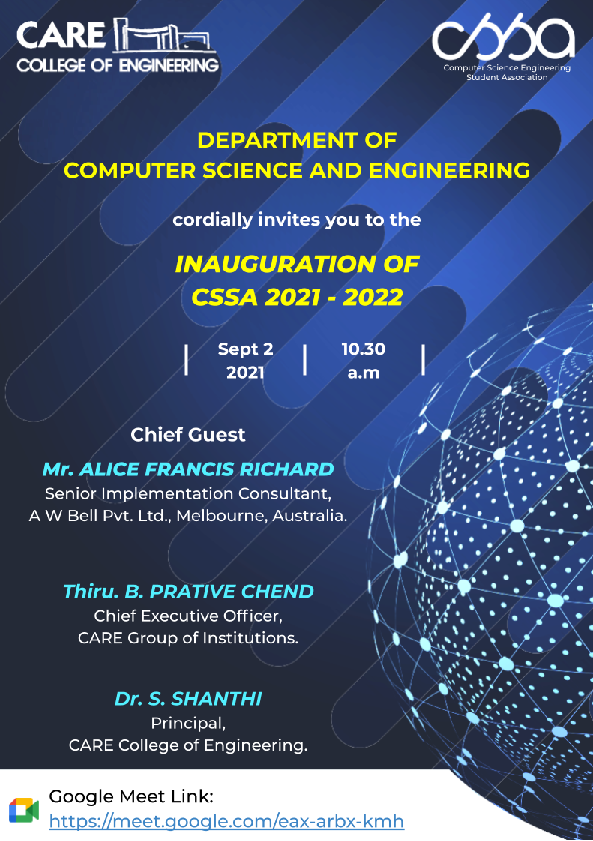 CSSA Association Inauguration CARE College of Engineering