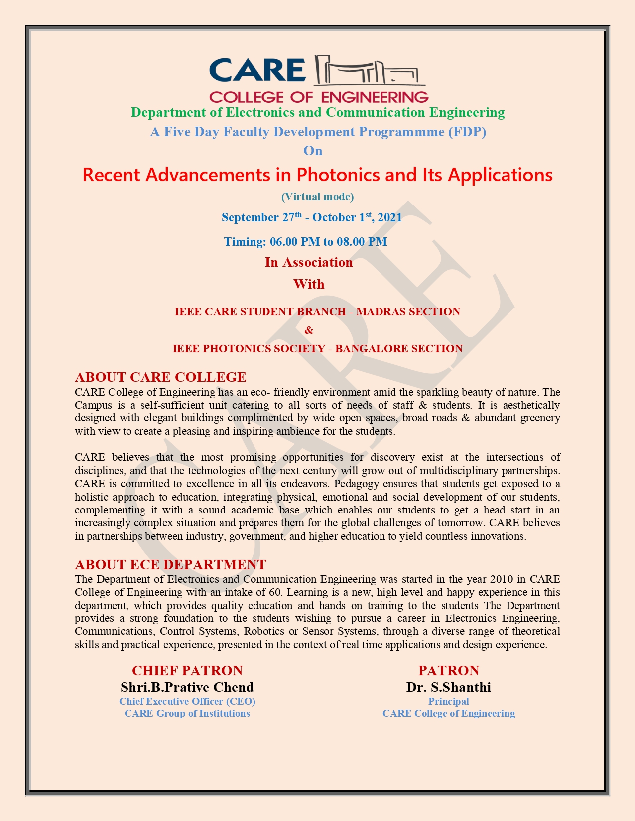 FDP on "Recent Advancement in Photonics and its Applications