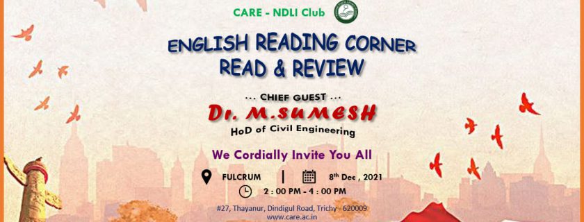 English Reading Corner : Read & Review Contest was organized by the English department on 08/12/21