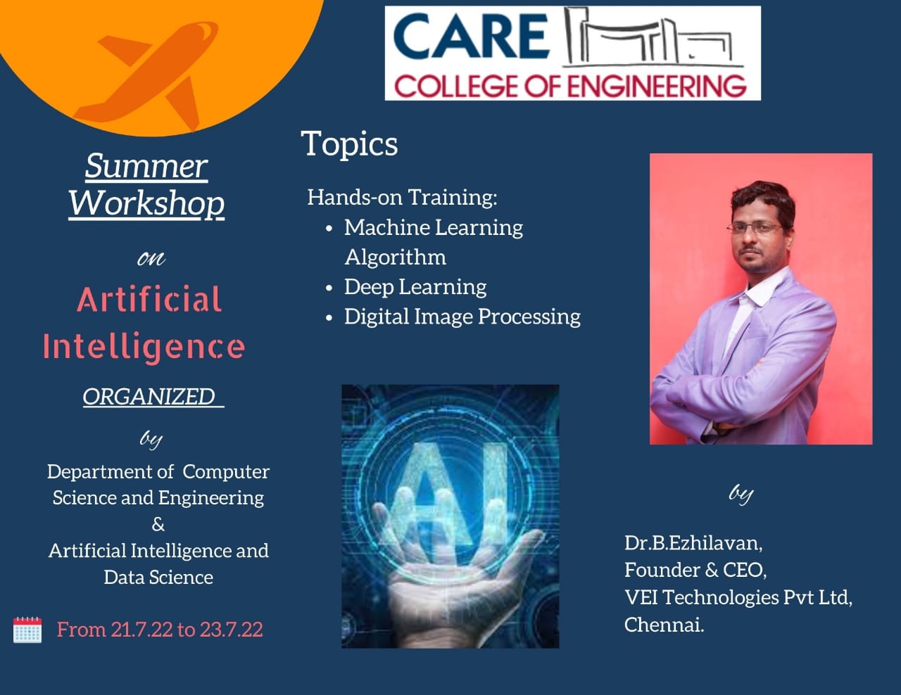 Summer on Artificial Intelligence CARE College of Engineering