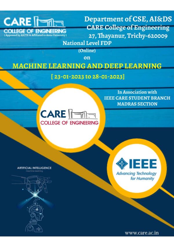 Faculty Development Program on Machine Learning & Deep Learning - CARE ...