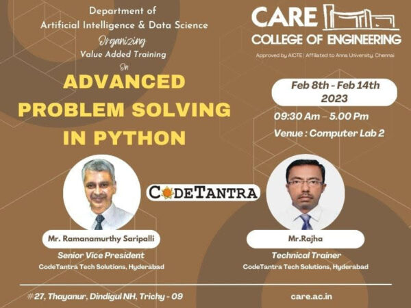 Value Added Course-Advanced Problem Solving in Python - CARE College of ...