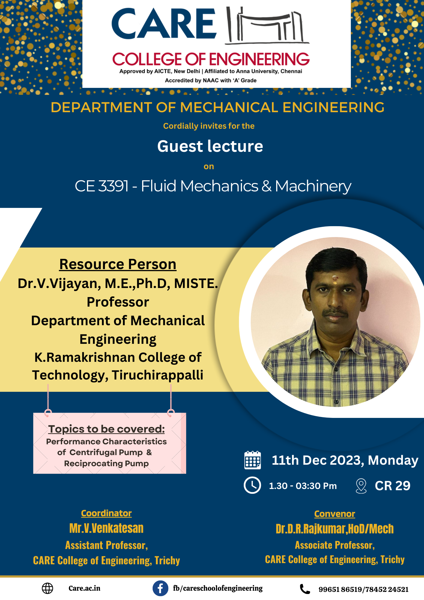Guest Lecture Ce3391 Fluid Mechanics And Machinery Care College Of