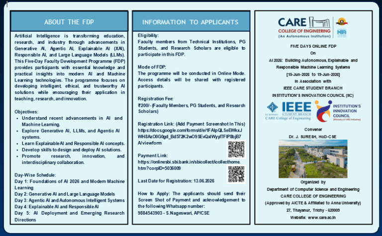 Five-Day Online FDP - AI 2026: Building Autonomous, Explainable and ...